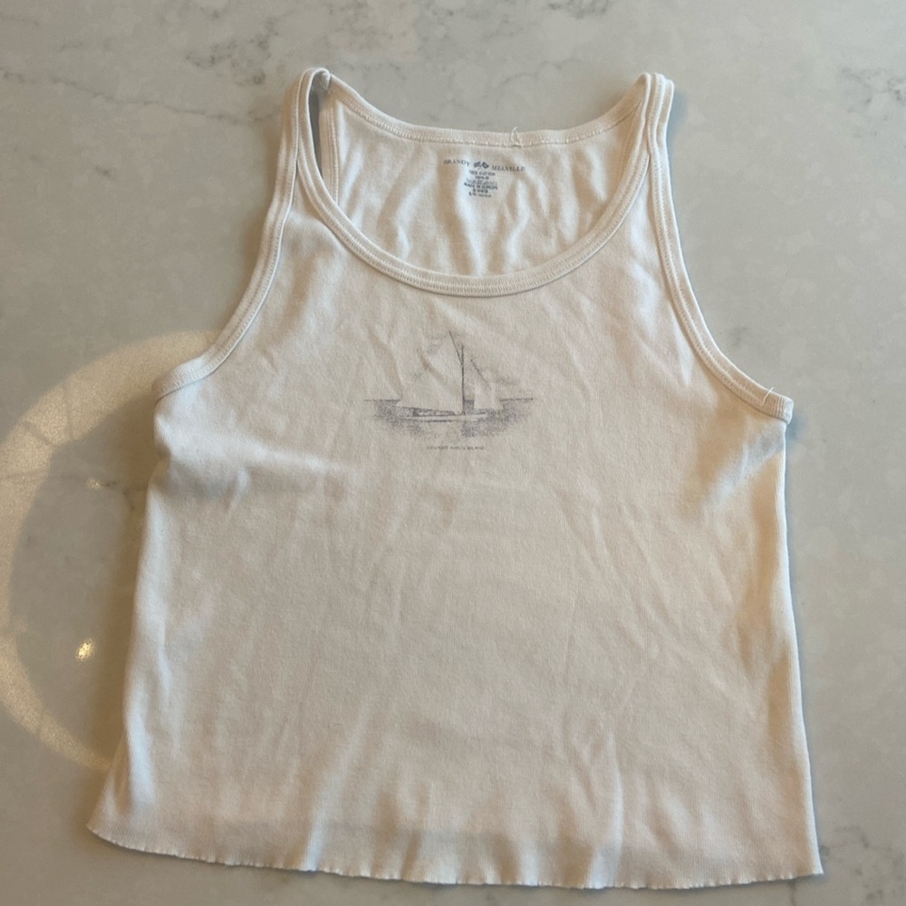 Brandy Melville cream tank with sailboat, one size